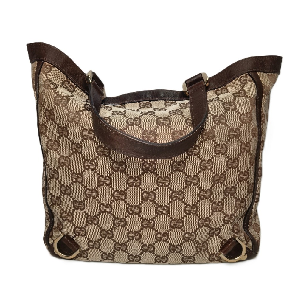 Gucci Abbey D-ring 2 Handle Canvas Tote Brown and Tan 10 x 10 x 4 - Picture 2 of 10